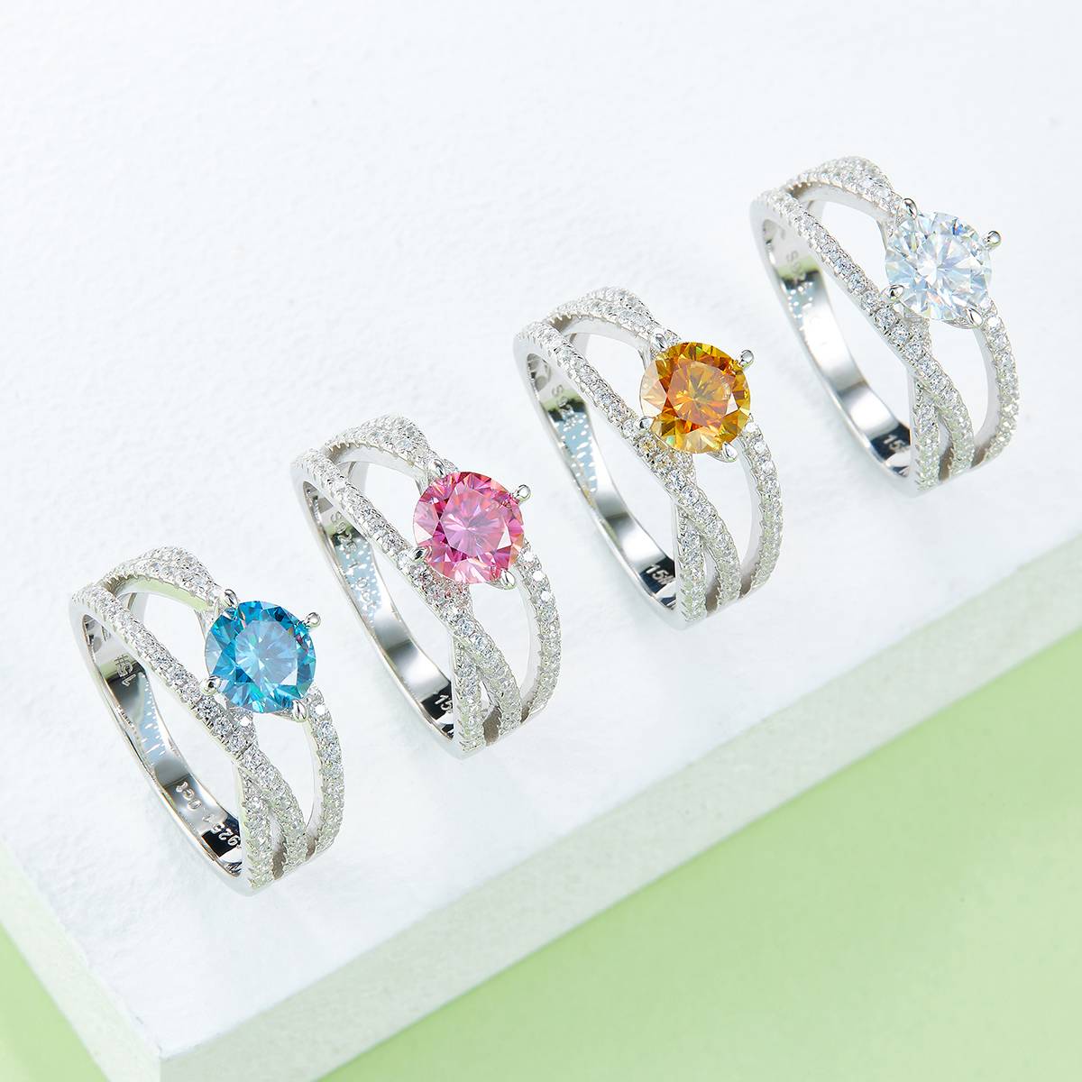 Sansheng III S925 Silver Plated Platinum Moissanite Diamond Women's Ring 1 Carat D-Class